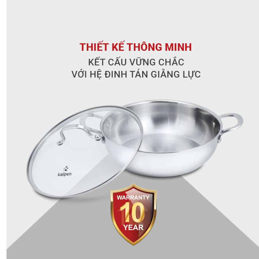 Chảo Lẩu Inox 304 Đúc Liền Nguyên Khối Kalpen Size 28cm