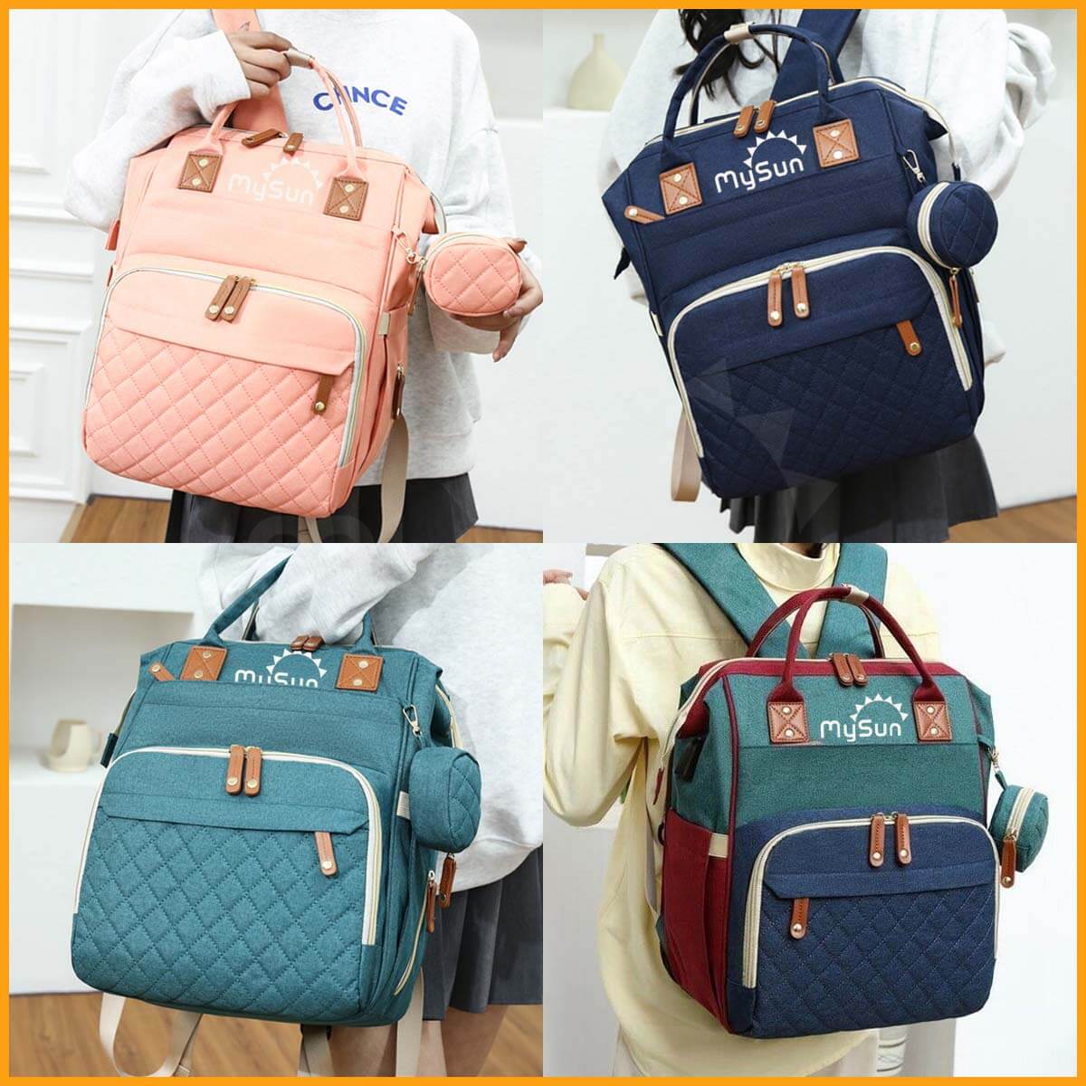 Balo bỉm sữa cho mẹ và bé đa năng giữ nhiệt cao cấp chính hãng MySun Prime