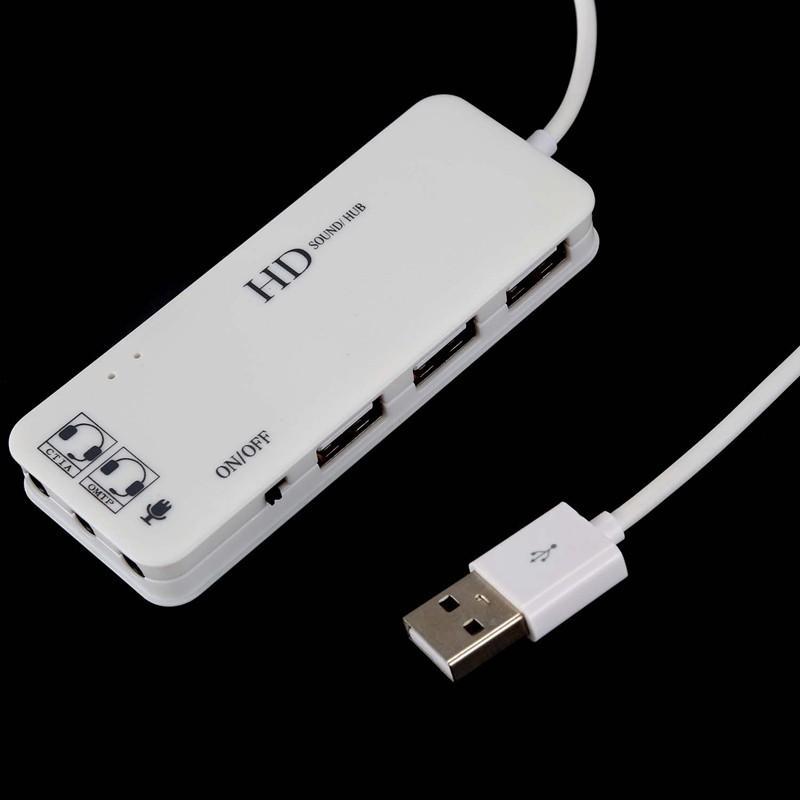 Adapter chia cổng tai nghe và 3 cổng USB cho máy tính tiện dụng