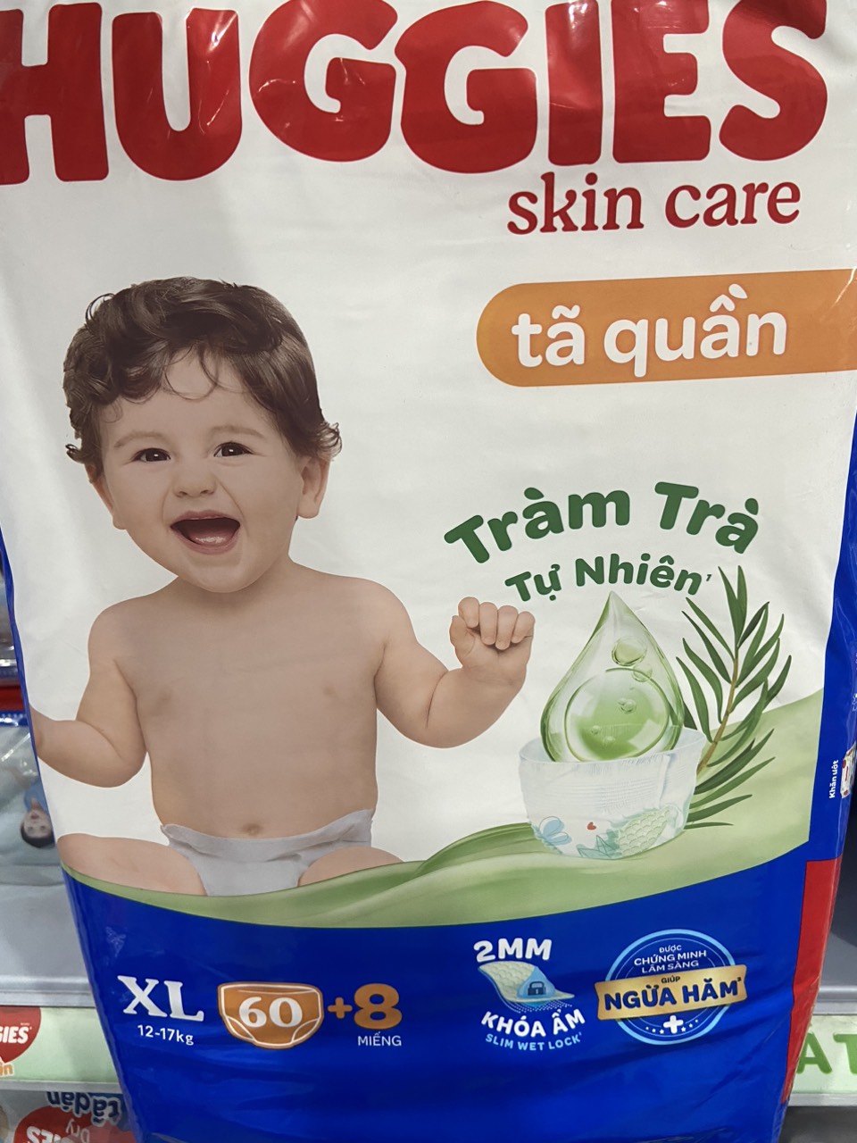 Tặng 8 miếng - Tã Quần Huggies Dry XL60 mẫu mới hương tràm trà - HSD Luôn Mới