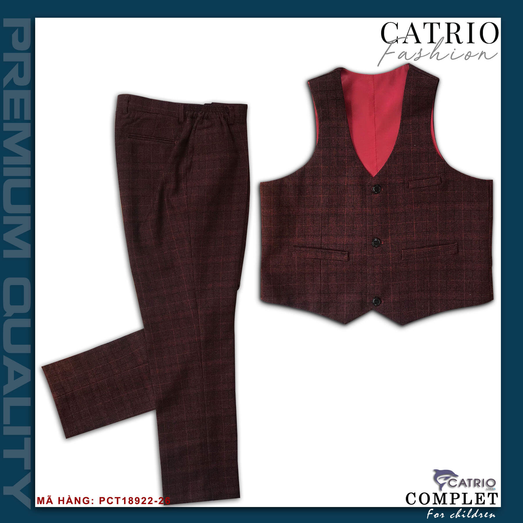 BỘ VEST BÉ TRAI CATRIO PCT18922/26 LÀ BỘ COMPLET TRẺ EM từ 2 tuổi đến 12 tuổi phù hợp ngày lễ tết, tiệc cưới thuộc BST quần áo complet veston trẻ em CATRIO mùa thu đông 2021