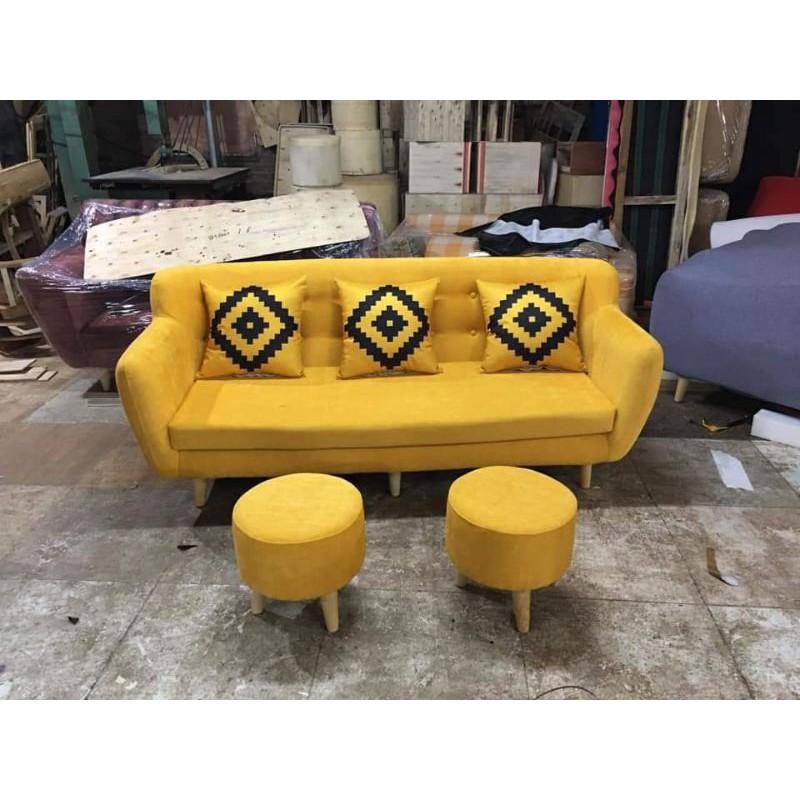 Bộ sofa băng và 2 đôn tròn