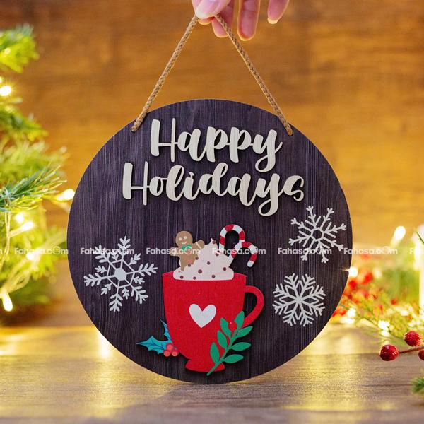 Bảng Gỗ Tròn Treo Tường Trang Trí Giáng Sinh - Bách Mộc - Ly Kem Tuyết