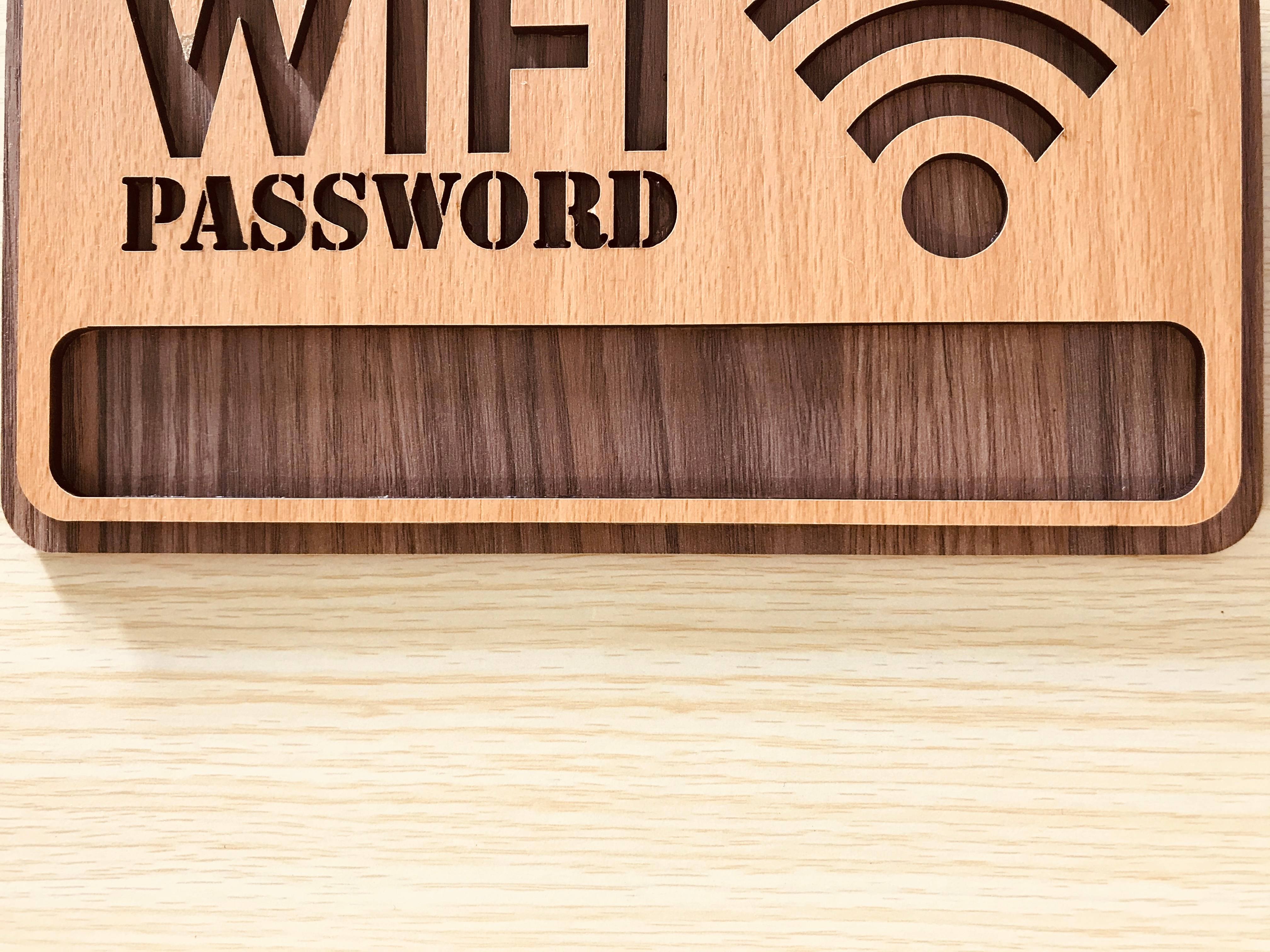 Bảng Treo Ghi Password Wifi Bằng Gỗ Cao Cấp Tặng Kèm Móc Dán Tường Bằng Gỗ