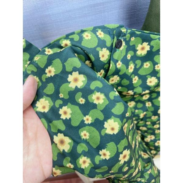 Set Chân Váy Chữ A Kèm Áo 2 Dây Hoa Nhí Xanh