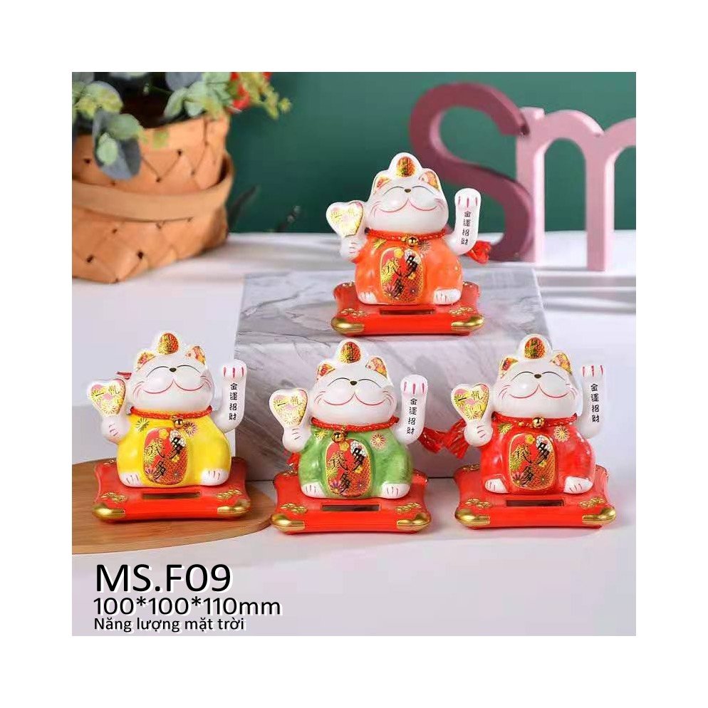 MÈO THẦN TÀI, MÈO MAY MẮN MANEKI NEKO F09 CAO 11CM