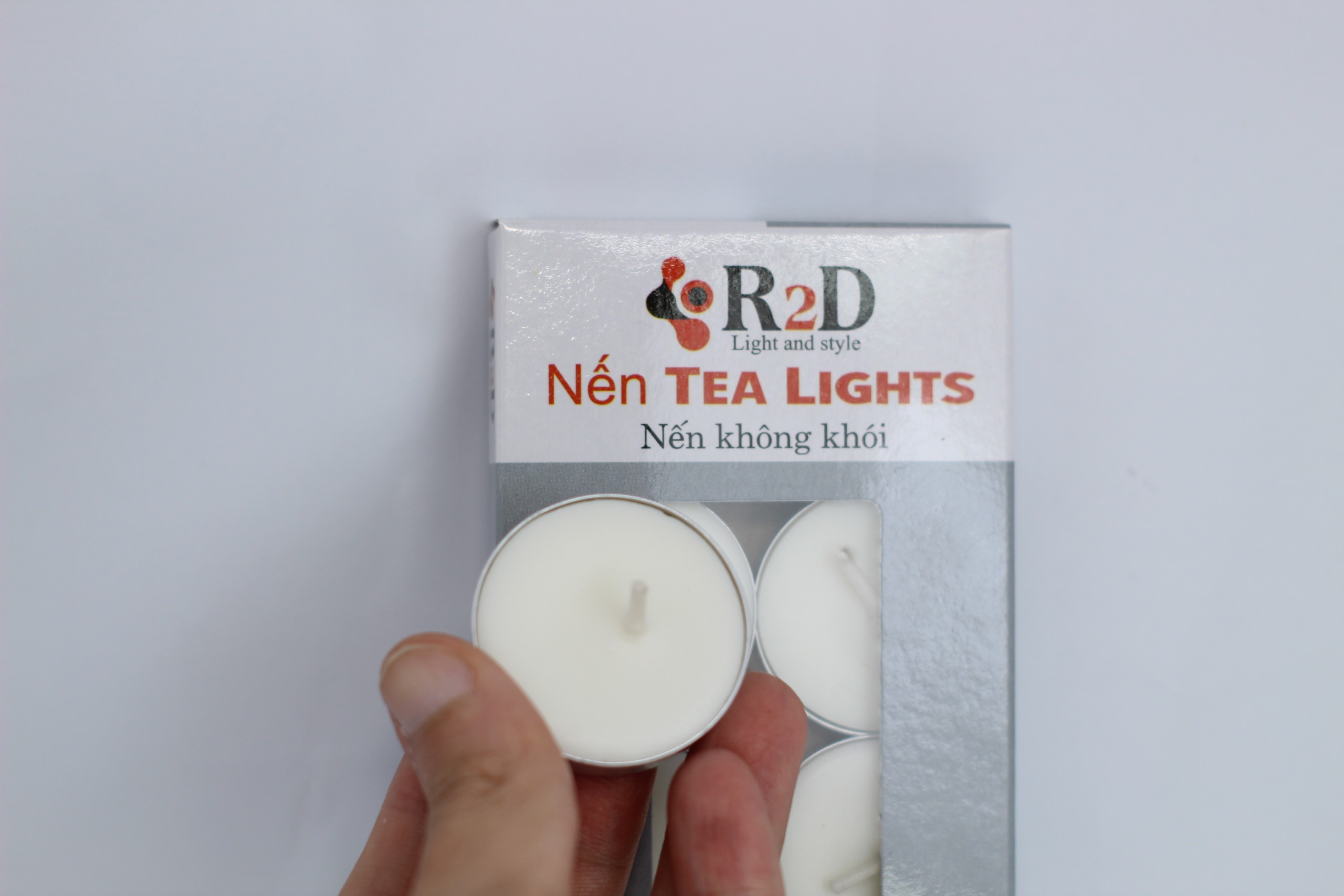 Nến không khói màu trắng tealight 10 viên dùng cho lò xông tinh dầu chính hãng R2D