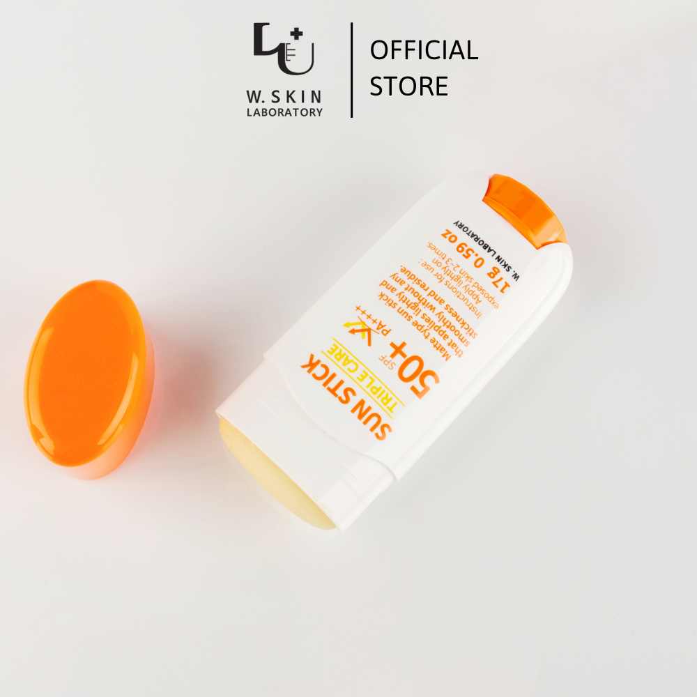 [CHÍNH HÃNG W.SKIN LABORATORY] Kem chống nắng dạng sáp lụa TRIPLE CARE SUN STICK SPF50+ PA++++ (17g) kết cấu mỏng nhẹ, không gây bết dính, không để lại vệt trắng trên da, thiết kế tiện lợi, dễ dàng mang theo