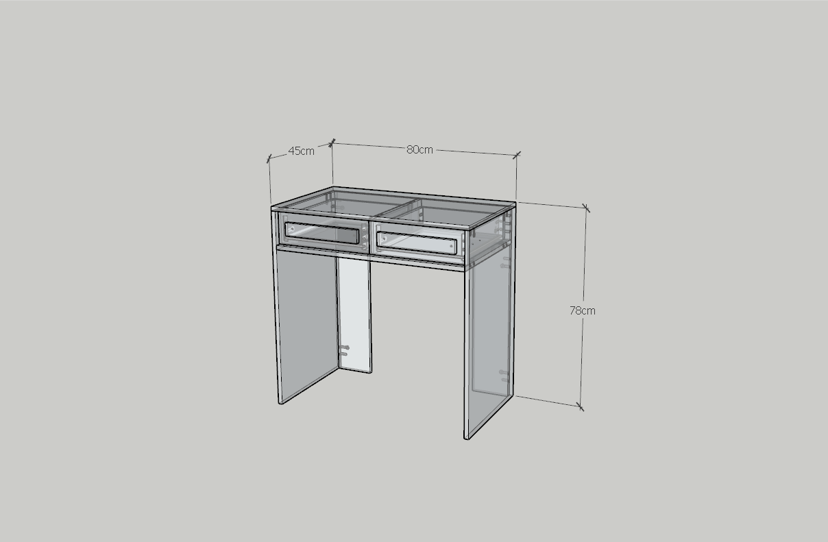 HAPPY FURNITURE , Bàn trang điểm 2 ngăn kéo - RUBEL, BAN_134, 80cm x 45cm x 78cm DxRxC