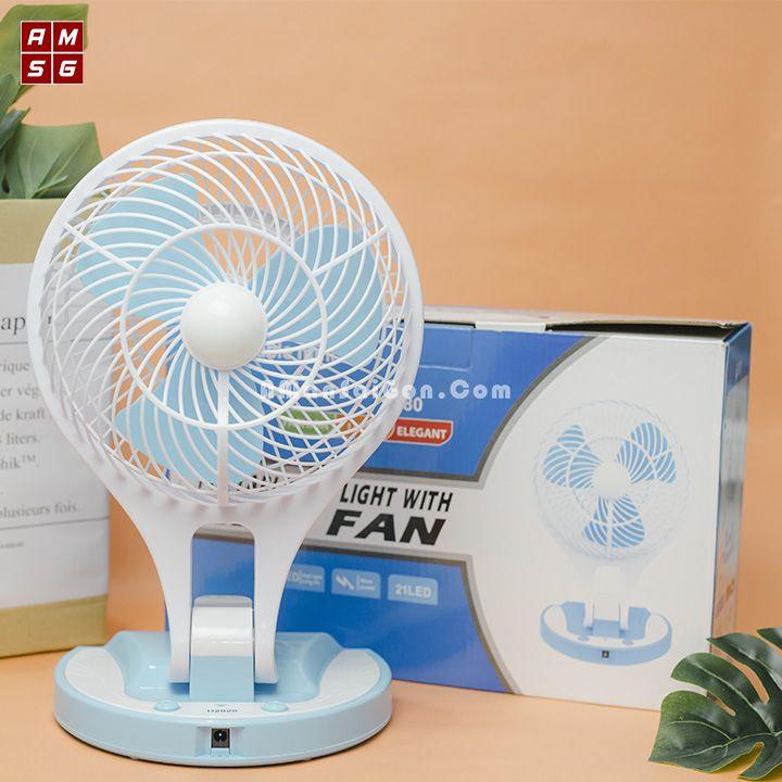 QUẠT GẤP TÍCH ĐIỆN MINI FAN JR-5580 CÓ THỂ SẠC HOẶC SỬ DỤNG ĐIỆN TRỰC TIẾP, CÓ ĐÈN SIÊU SÁNG-MÀU NGẪU NHIÊN