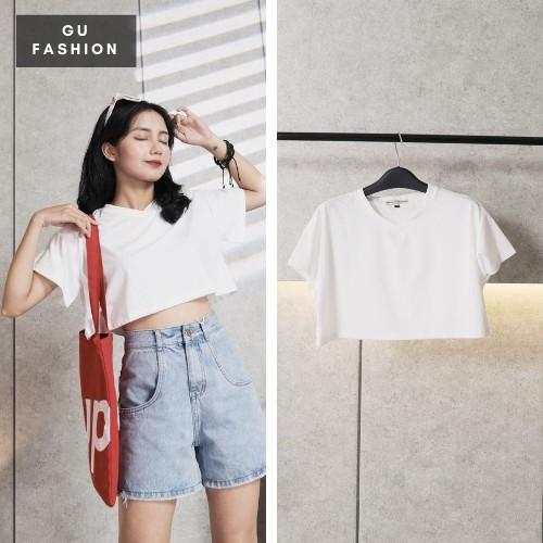 Áo thun CROPTOP nữ cổ tim, trơn thời trang