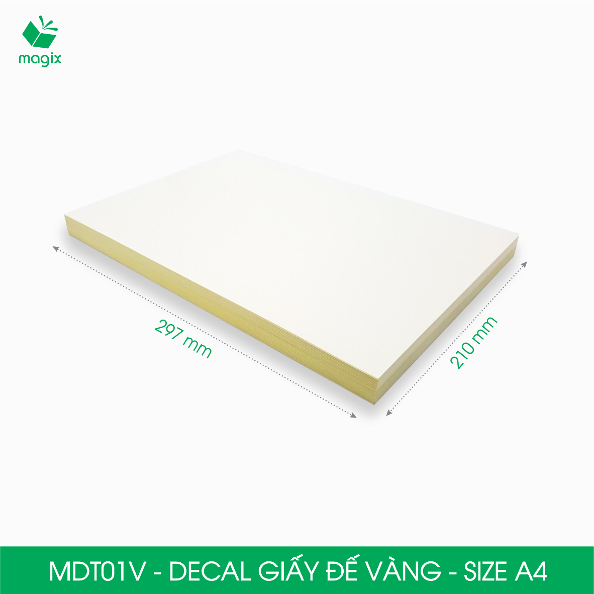MDT01V - Xấp 50 tờ giấy decal đế vàng khổ A4 - Giấy in đơn hàng, nhãn dán, sticker đế vàng tự dính