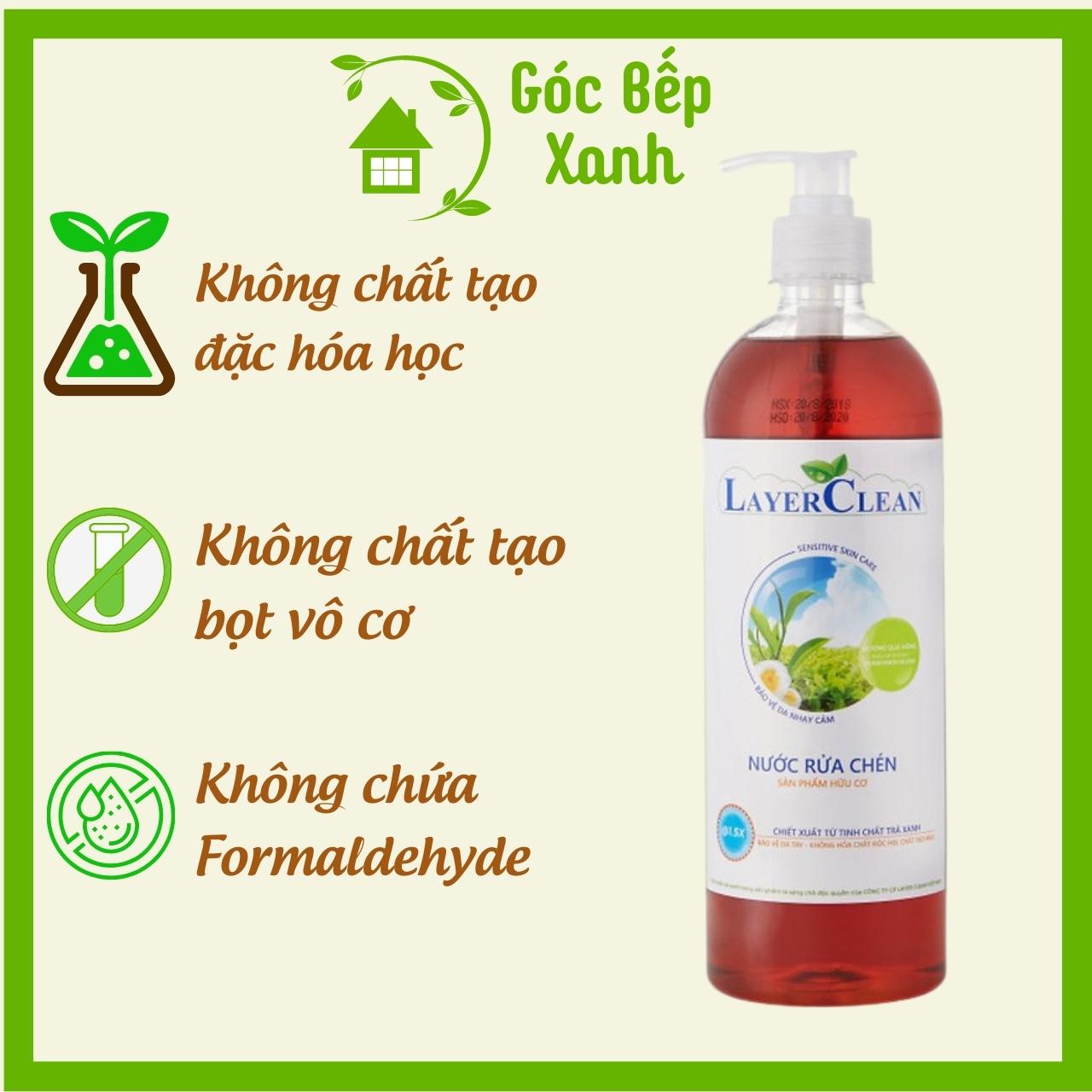 Nước Rửa Chén Hữu Cơ Layer Clean - Hương Qủa Hồng, Thể Tích: 800ml