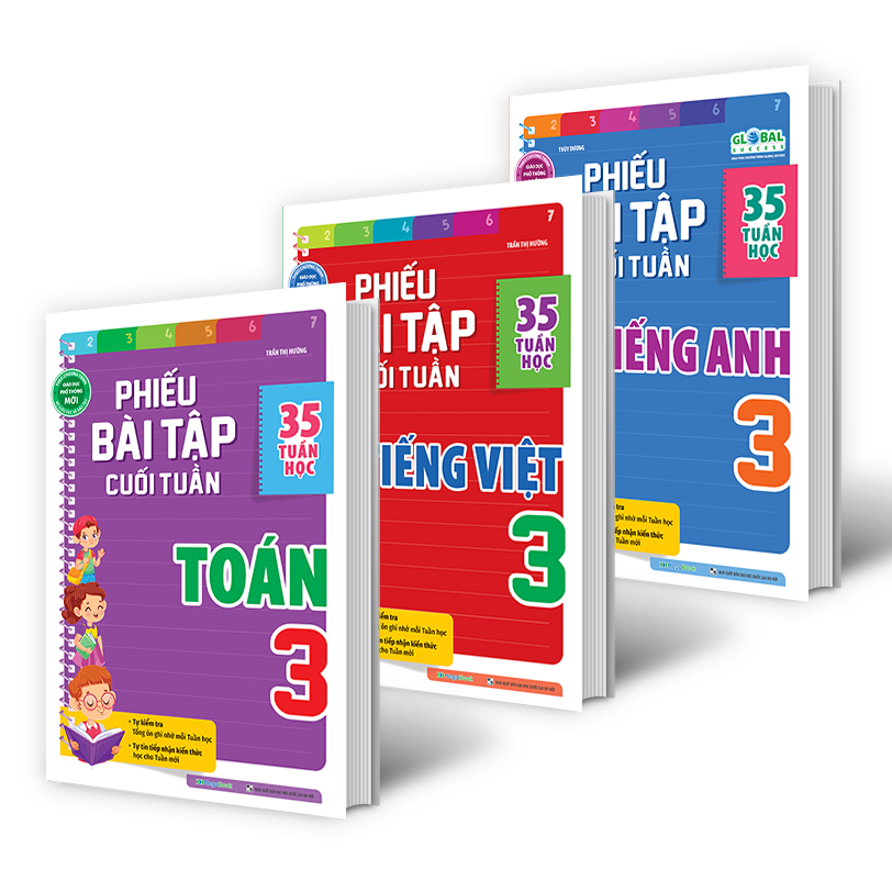 Combo Phiếu Bài Tập Cuối Tuần Toán, Tiếng Việt, Tiếng Anh Lớp 3