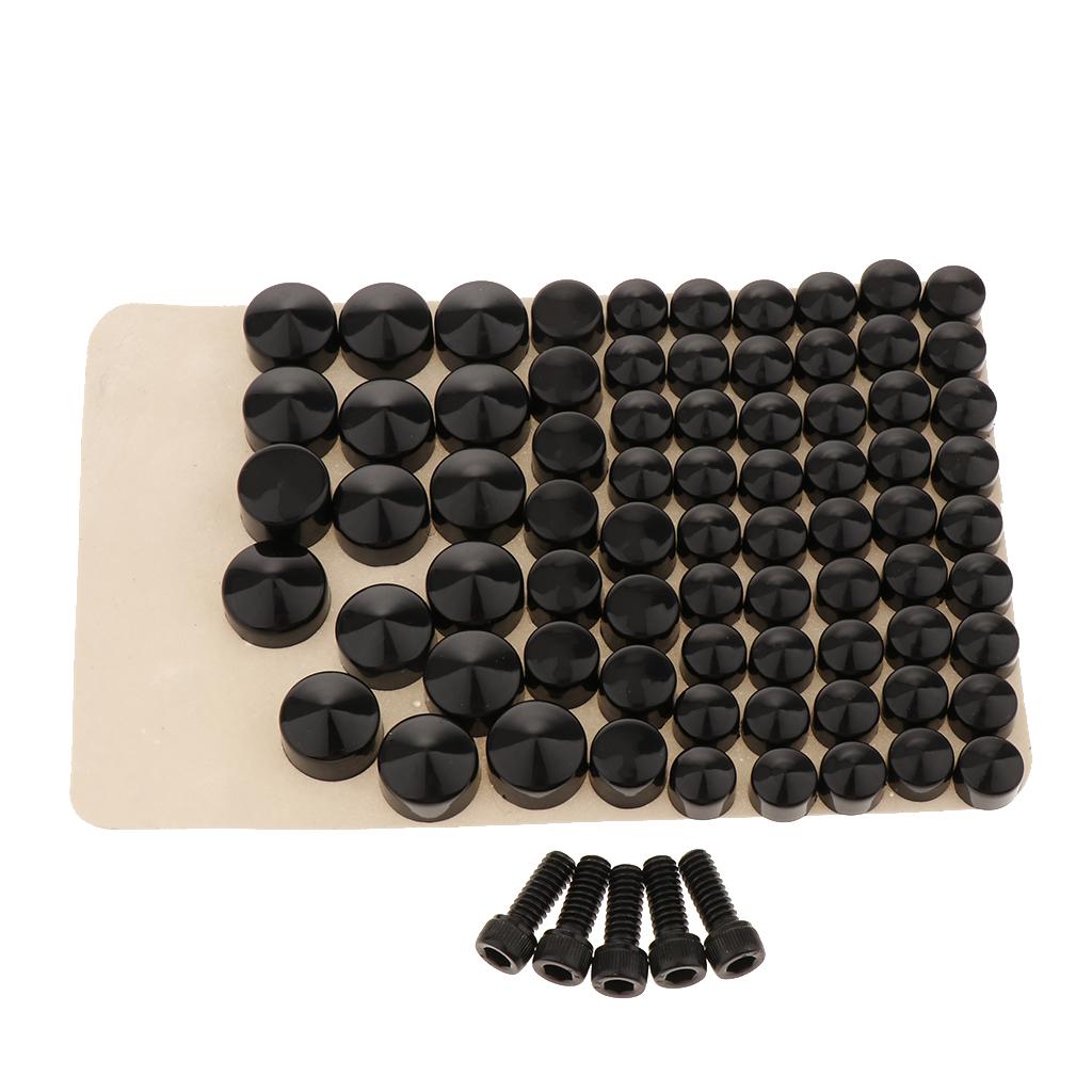80pcs Motorcycle Black ABS Bolt Toppers Caps Covers for  FLT/FLH