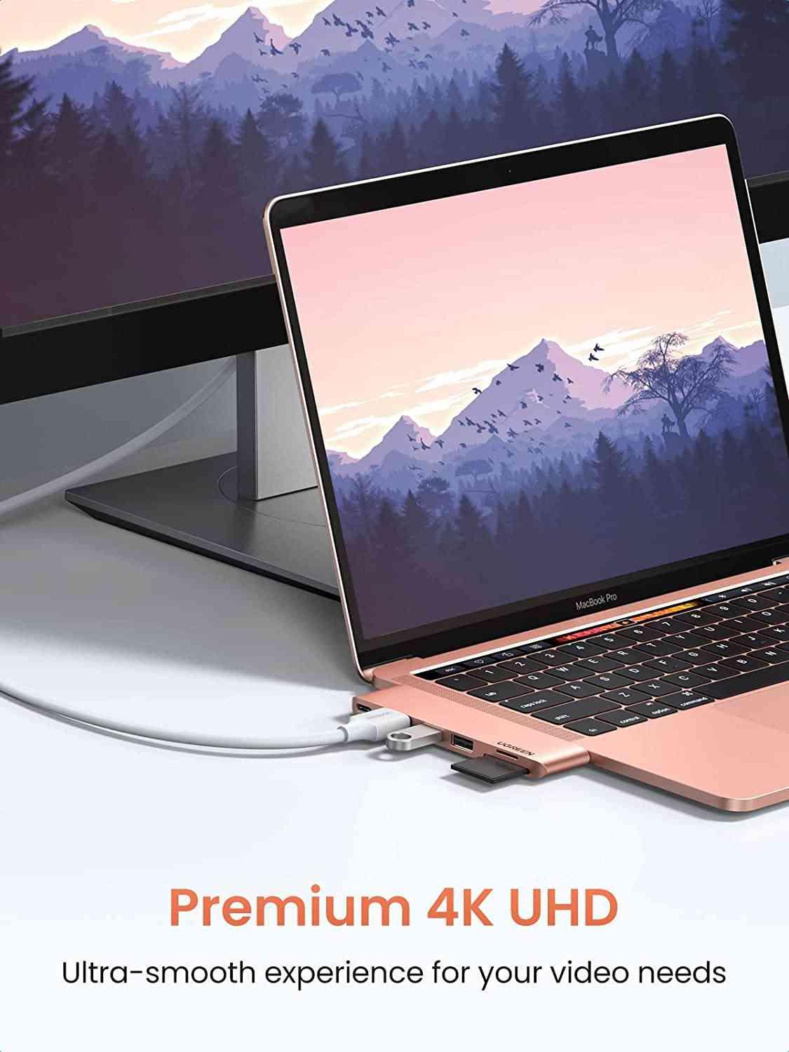 Ugreen UG90288CM380TK Màu Hồng Gold Hub chuyển đổi USB-C MacBook Air M1 2020 2019 2018 sang HDMI 4k + USB-C PD 100W + SD/TF + 2*USB 3.0 - HÀNG CHÍNH HÃNG