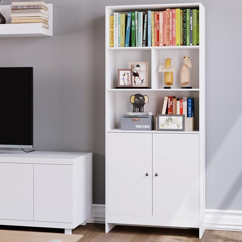 Tủ Sách Gỗ 5 Tầng Đơn Giản Mà Đẹp Màu Trắng Thương Hiệu SIB Decor KS11