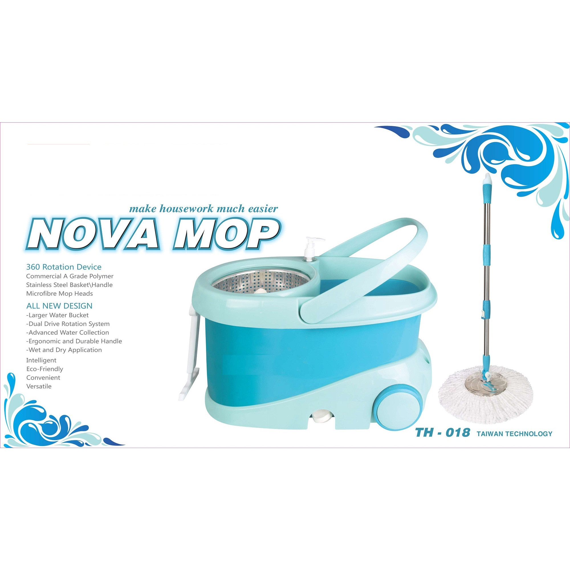 Bộ thùng lau nhà 360 độ TH-018 Nova Mop