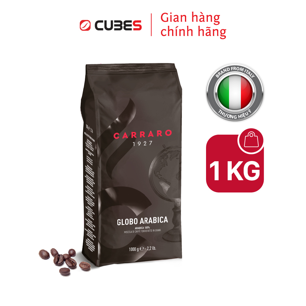 Hình ảnh Cà phê hạt Carraro Globo Arabica - Hương hoa nhài và cánh hoa hồng nồng nàn - Hàng nhập khẩu từ Ý