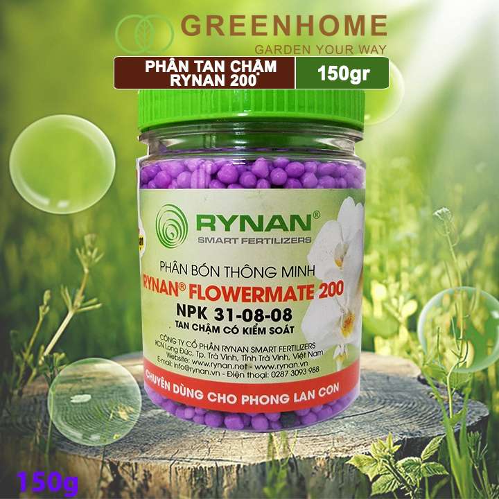 Phân tan chậm Rynan 200, chai 150gr, kích chồi, dưỡng cây, dành cho phong Lan con |Greenhome