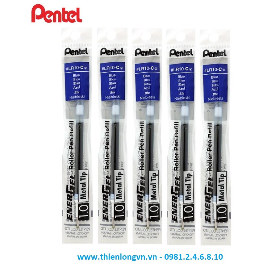 Combo 5 Ruột bút nước energel Pentel LR10 màu xanh 1.0 mm