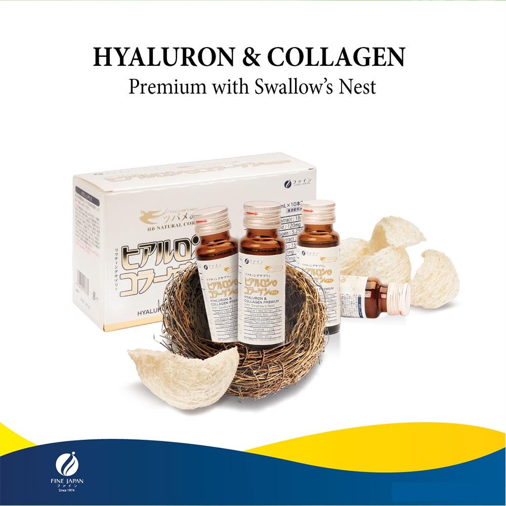 Nước uống Collagen Yến Fine Japan H&C Premium with Sallownest`s Bird (Hộp 10 chai x 50ml)