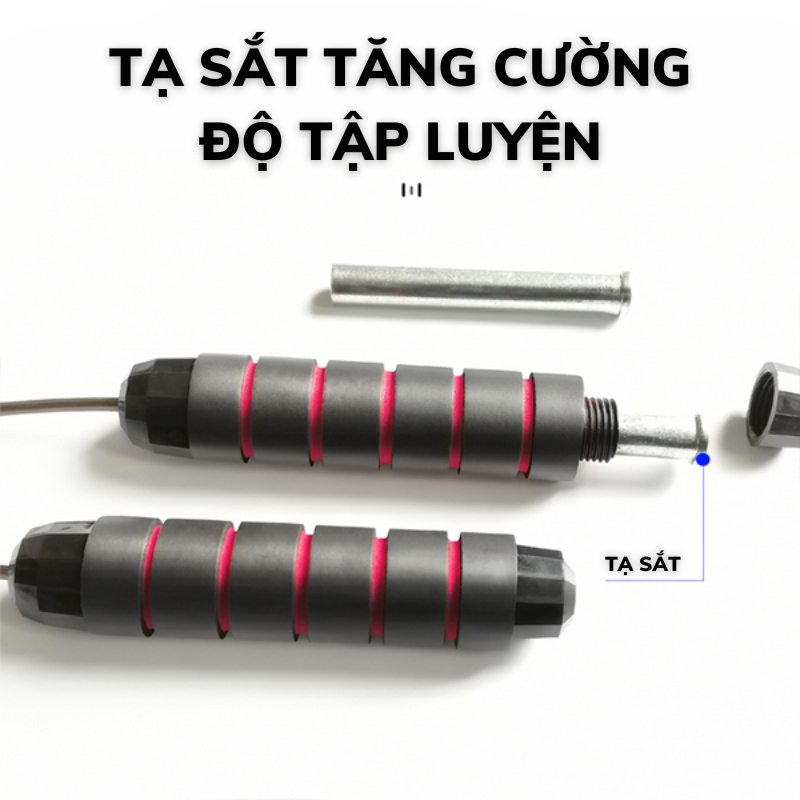 Dây Nhảy Thể Dục Lõi Thép, Có Thể Tùy Chỉnh Độ Dài Tối Đa 3m, Tay Cầm Có Mút Xốp Êm Ái, Giúp Tăng Cường Thể Lực và Sự Dẻo Dai Của Cơ Thể