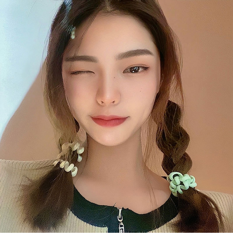 Dây Cột Tóc Lò Xo Màu Pastel Phong Cách Hàn Quốc