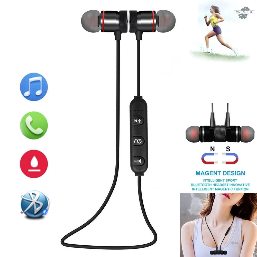 Bluetooth 4.1 Headphones Outdoor Sport Headsets Music Earphone Magnetic Suction Built-in Microphone Line Control