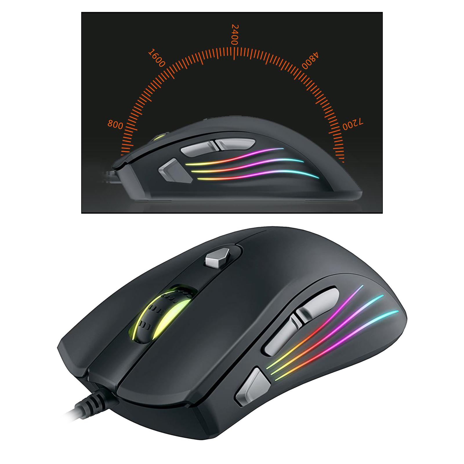 RGB Gaming Mouse Wired, USB Computer Gaming Mice with RGB Lighting/5 DPI Levels/7 Buttons, RGB Gamer Desktop Laptop PC Gaming Mouse for Windows