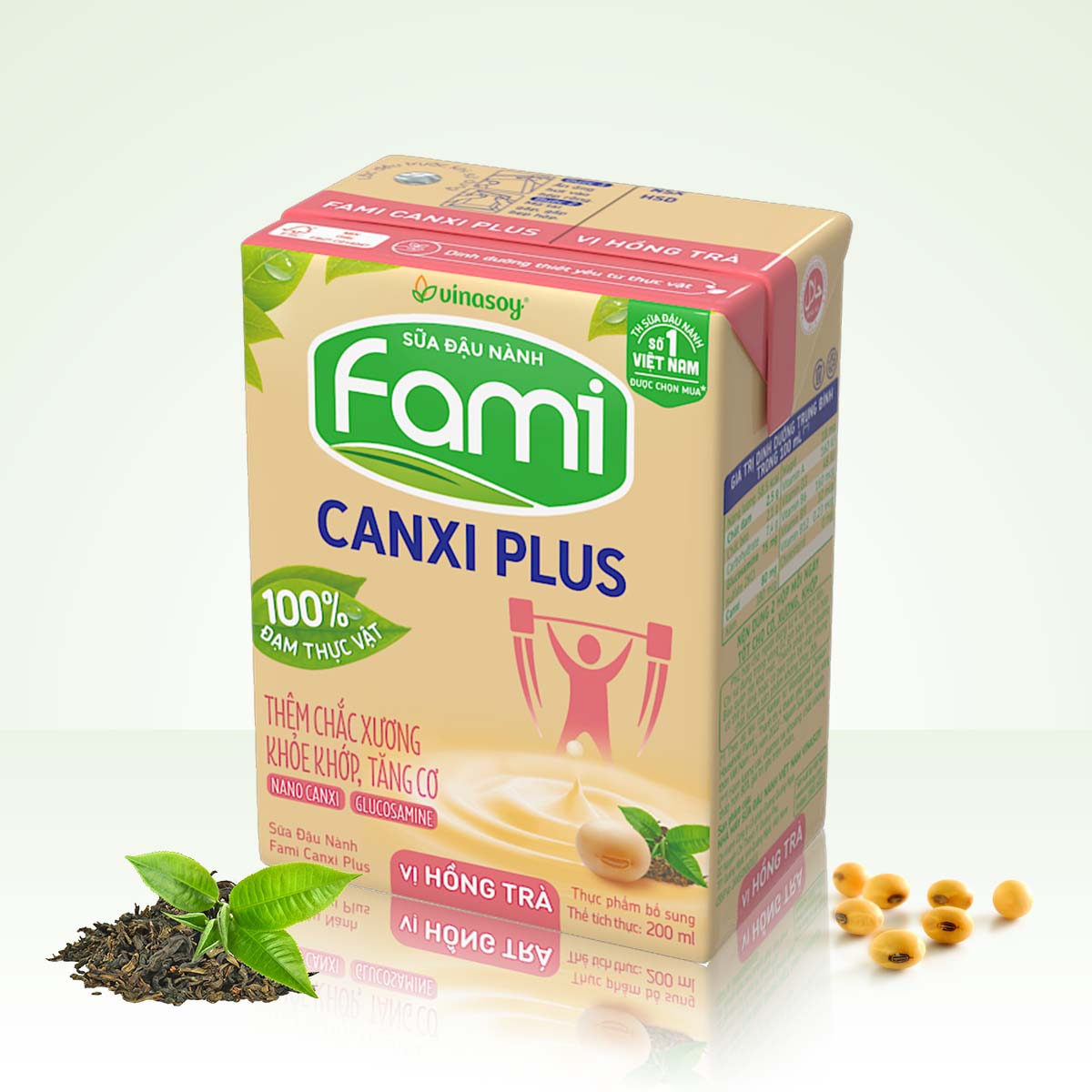 Thùng sữa đậu nành Fami Canxi Plus vị hồng trà hộp (200ml x 36 hộp)
