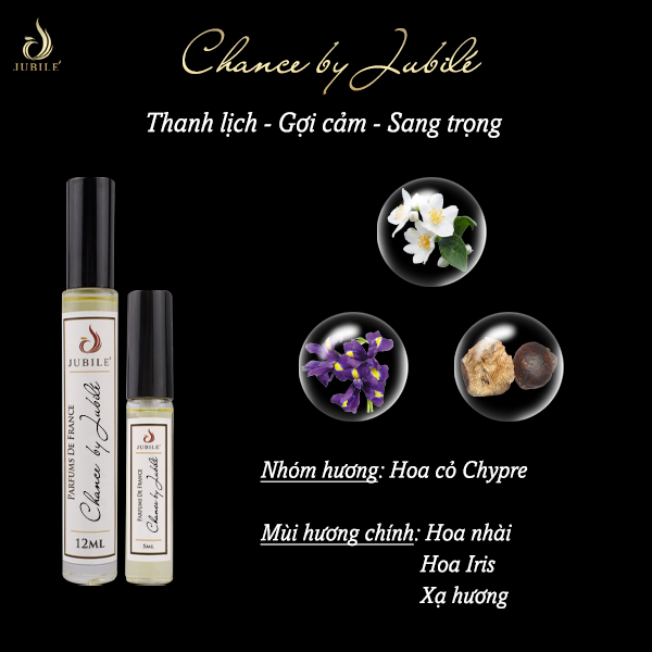Chance by Jubilé - Tinh dầu nước hoa Pháp nữ Dạng lăn 12ml Thơm Lâu, Sang Trọng, Quyến Rũ