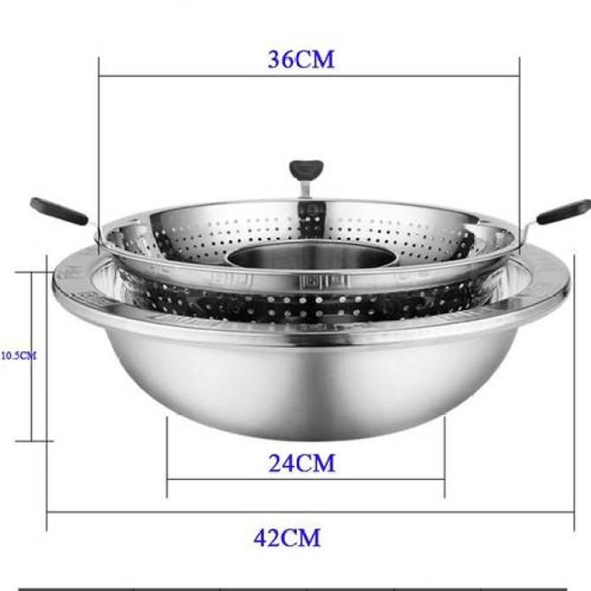 Nồi Lẩu Xoay 2 Tầng Inox 32cm Với Thiết Kế Thông Minh - Cao Cấp - Chắc Chắn - Tiện Dụng Trong Mỗi Gia Đình