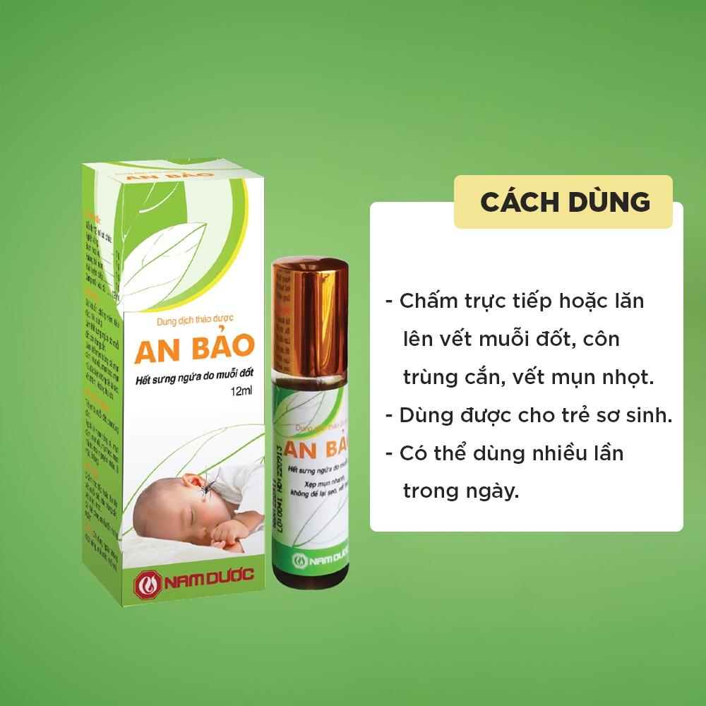 Dung dịch thảo dược An Bảo 12ml giúp hỗ trợ giảm sưng ngứa do muỗi đốt, côn trùng cắn cho bé, trẻ sơ sinh