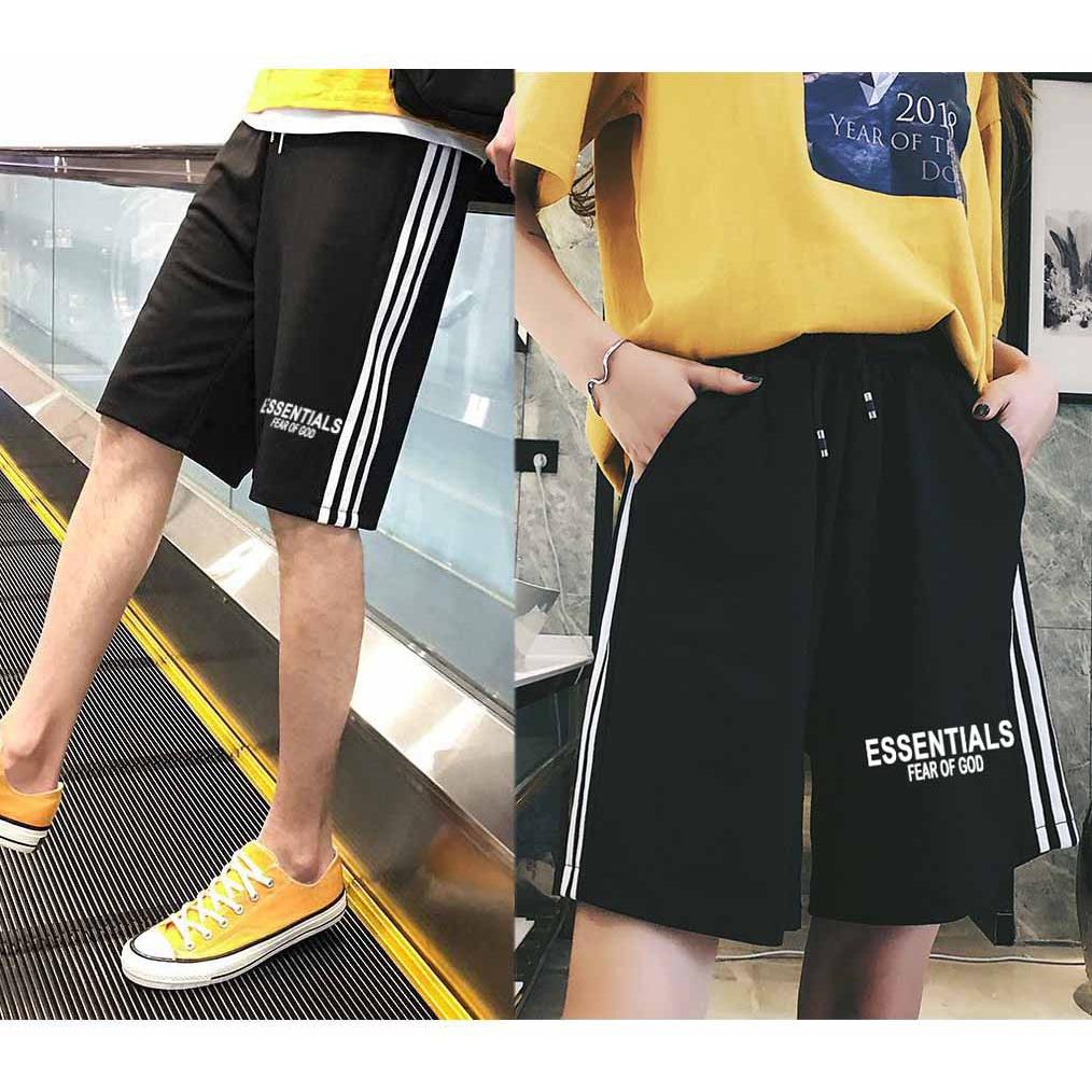 Quần Short đùi 3 sọc nam nữ thun mè - Sọt Lững Kiểu Dáng Thể Thao Unisex bốn Màu Đen, Xanh,xanh rêu ,đỏ 01 sl