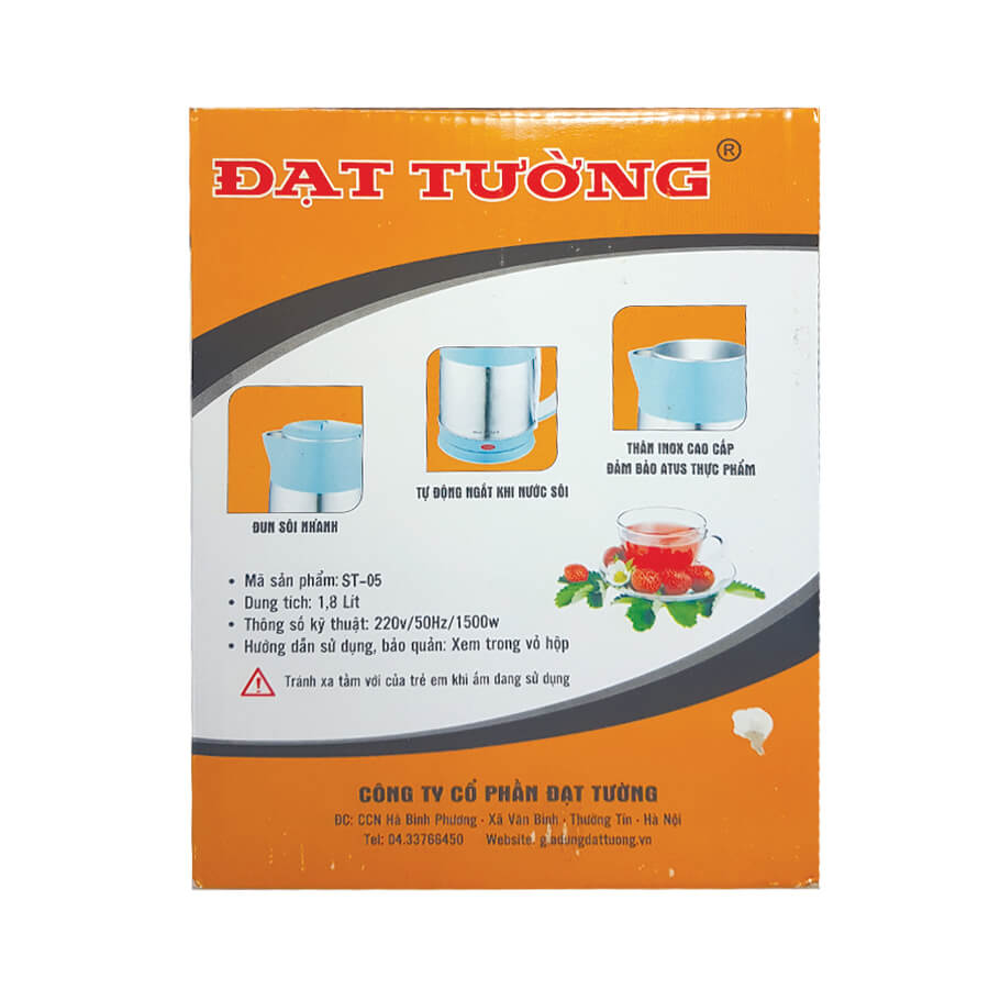 Ấm đun nước siêu tốc 1.8L Đạt Tường ST-05 ( Giao màu ngẫu nhiên ) - Hàng chính hãng