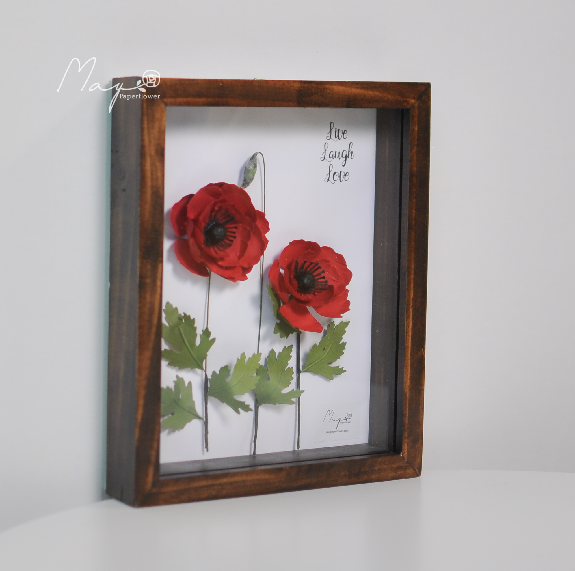 Tranh hoa giấy handmade trang trí cao cấp SIMPLICITY Hoa Poppy 20x25 cm - Maypaperflower Hoa giấy nghệ thuật
