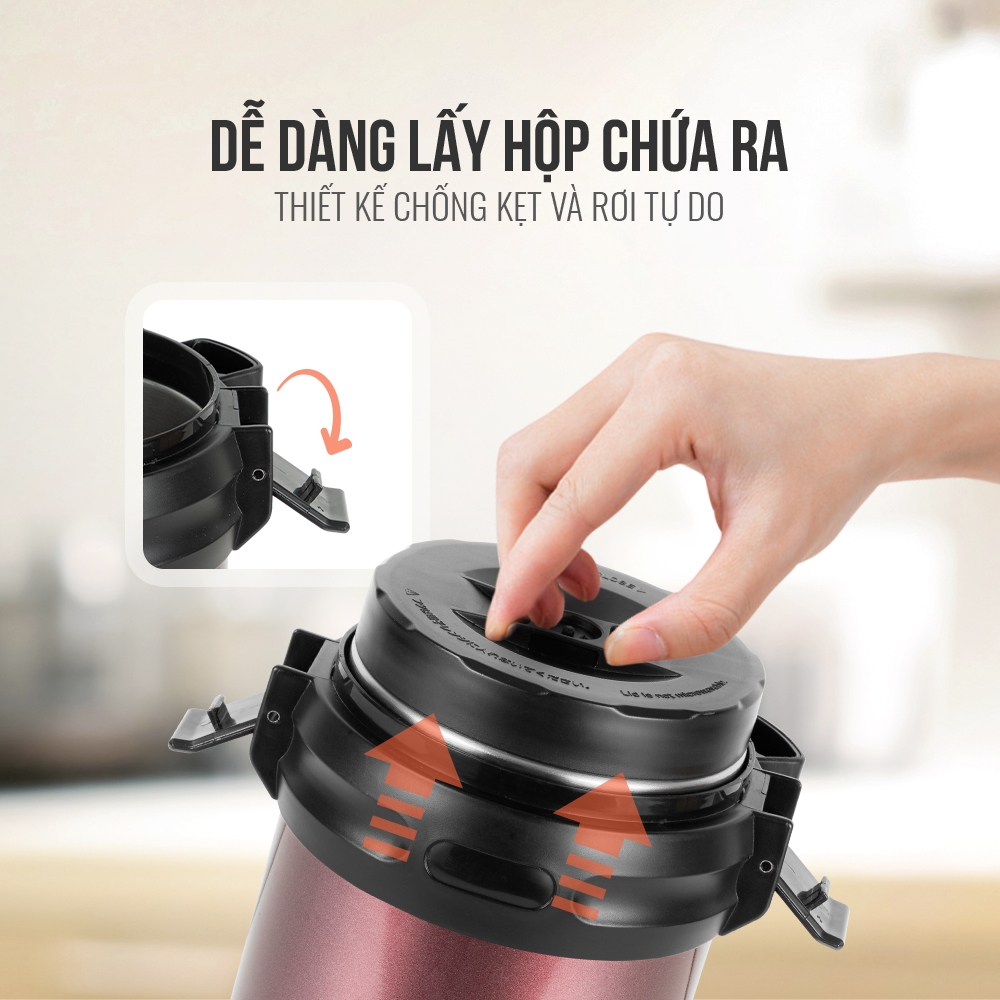 Hộp Cơm Giữ Nhiệt Văn Phòng Inox 304 Emich EL8294 dung tích 2 Lit