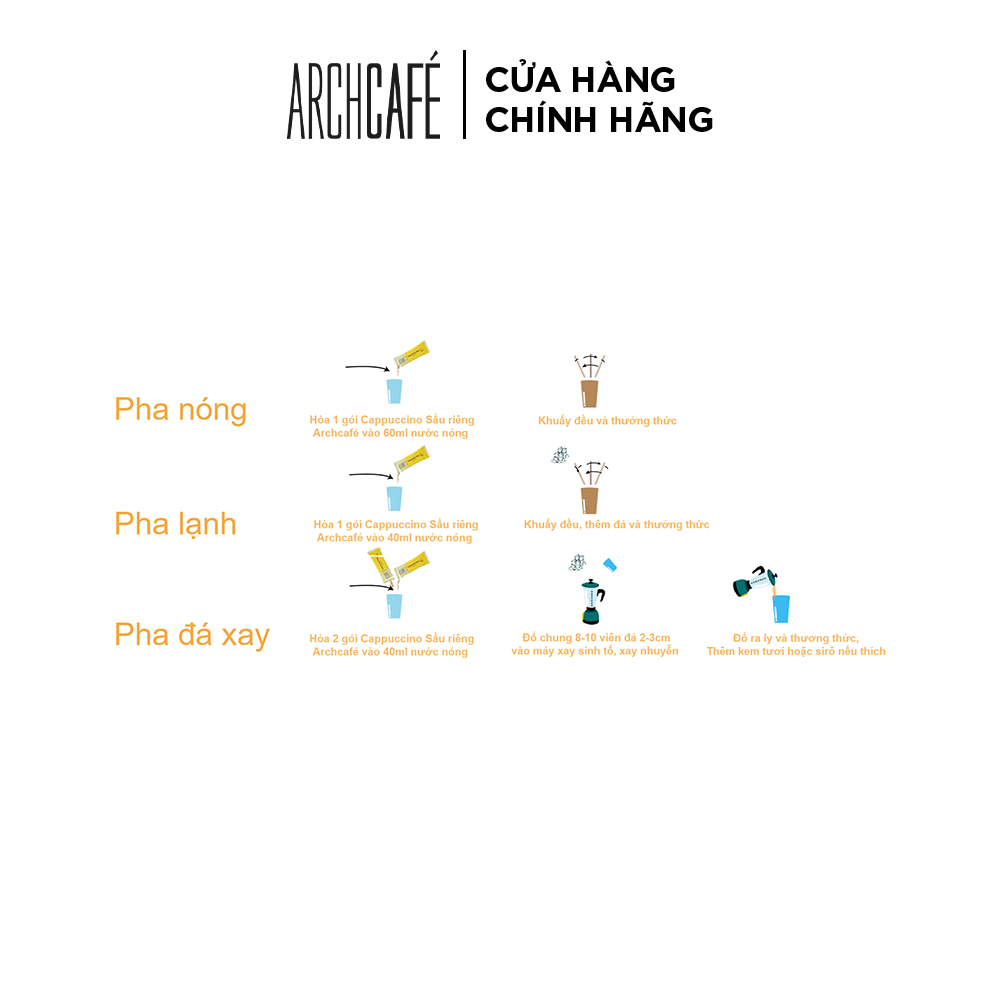 Cà phê Cappuccino Sầu Riêng - Cafe hoà tan Archcafé
