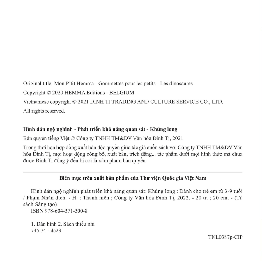 Sách Hình Dán Ngộ Nghĩnh - Phát Triển Khả Năng Quan Sát - Khủng Long