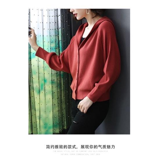 Áo cardigan len đẹp, Khoác len nữ dáng cánh dơi có nón,Len dệt kim mềm mịn, Thời trang thu đông xinh cho nữ