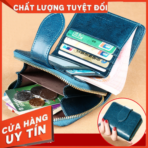 Ví Nữ Mini Da Bò thật Cao Cấp, phong cách Hàn Quốc Xanh/đỏ/vàng/đen TVNN372 - Backpackworld HCM