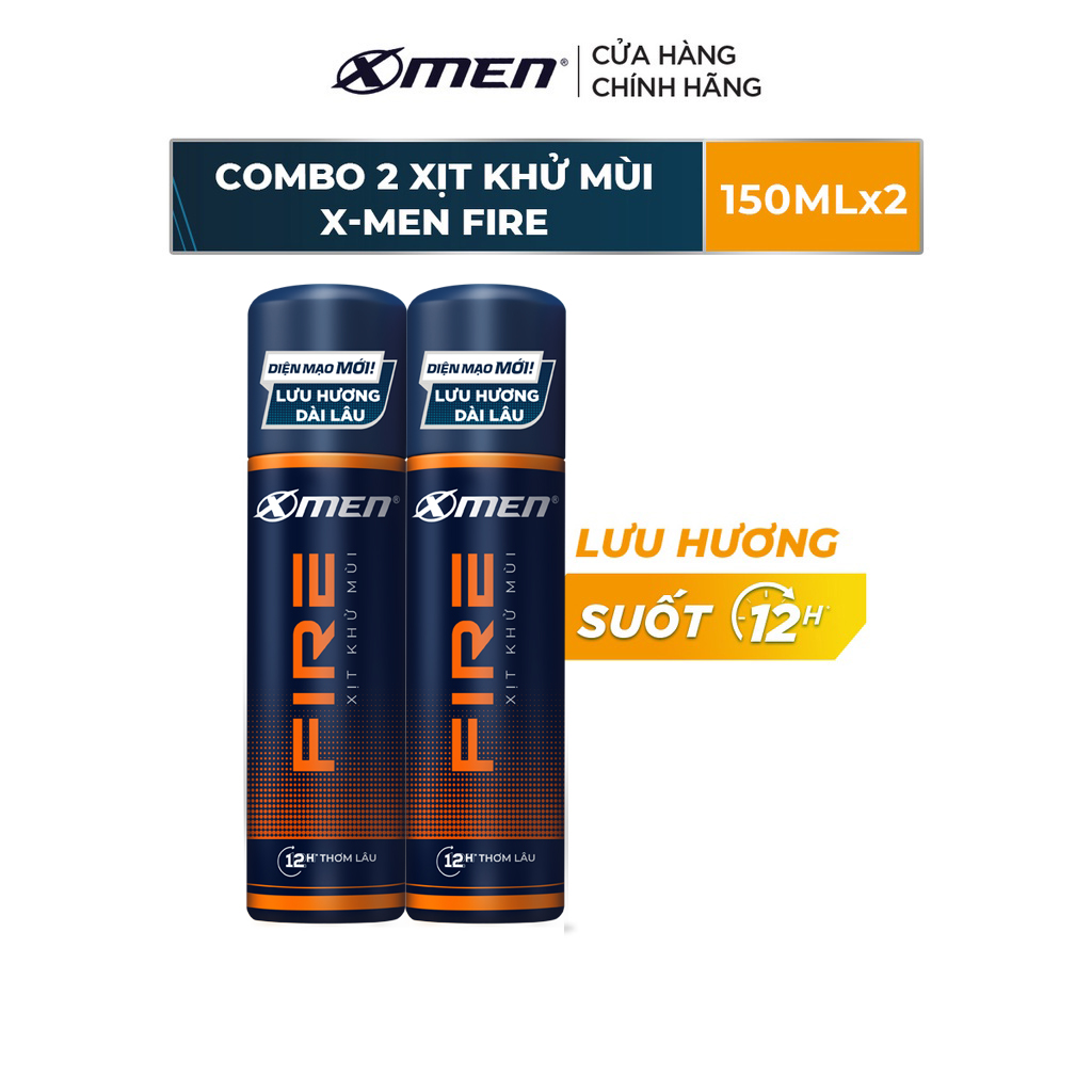 Combo 2 Xịt khử mùi X-Men Fire 140ml