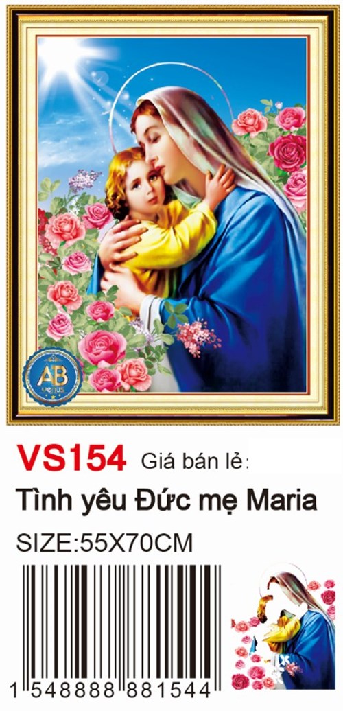 Tranh đính đá đức mẹ maria VS154 - 70 x 55 cm - chưa đính