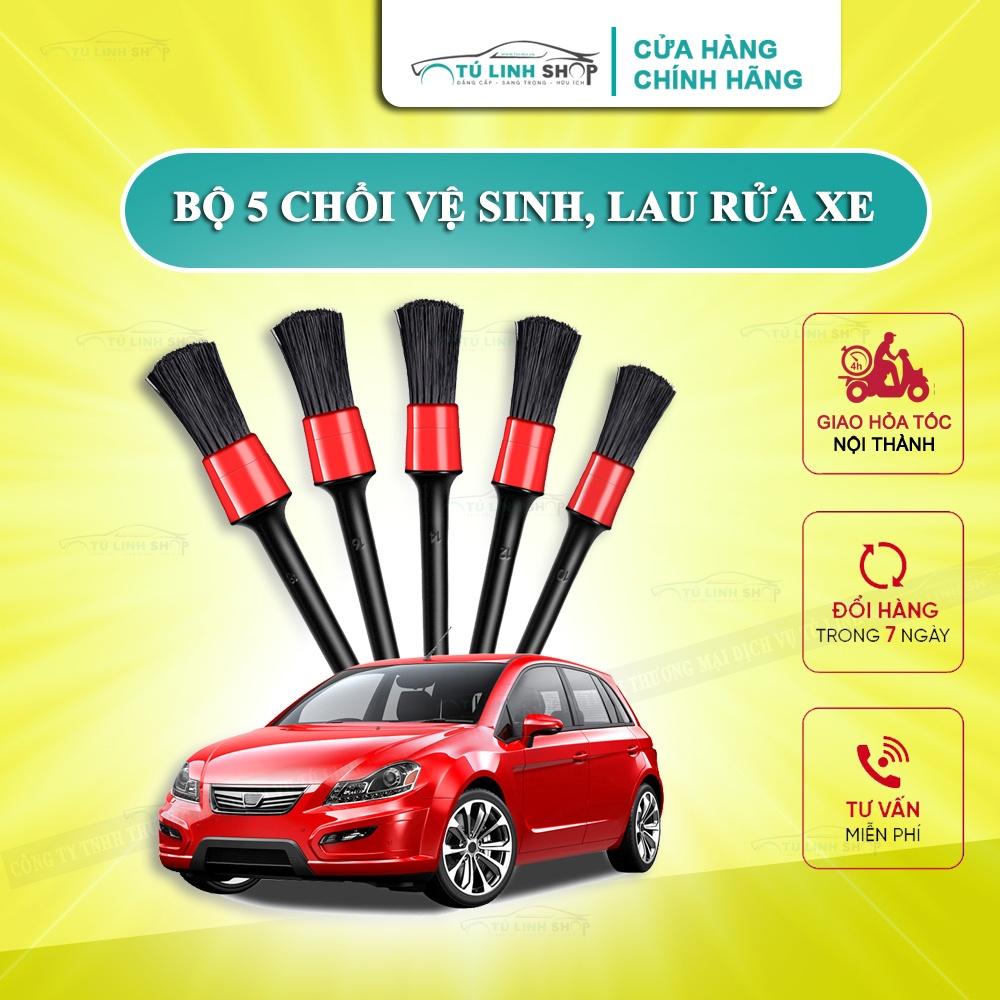 Bộ 5 Chổi Cọ Vệ Sinh Xe Ô Tô Đa Năng - Cọ Rửa Khoang Máy, Mâm Xe, Nội Thất