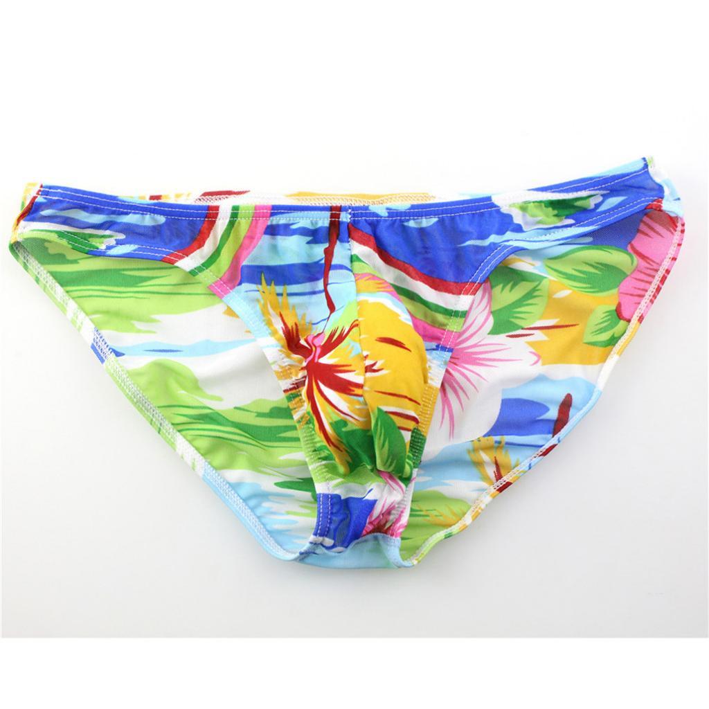 Men Printed Sheer Mesh Net Boxer Briefs Flower Underpants Bulge Pouch