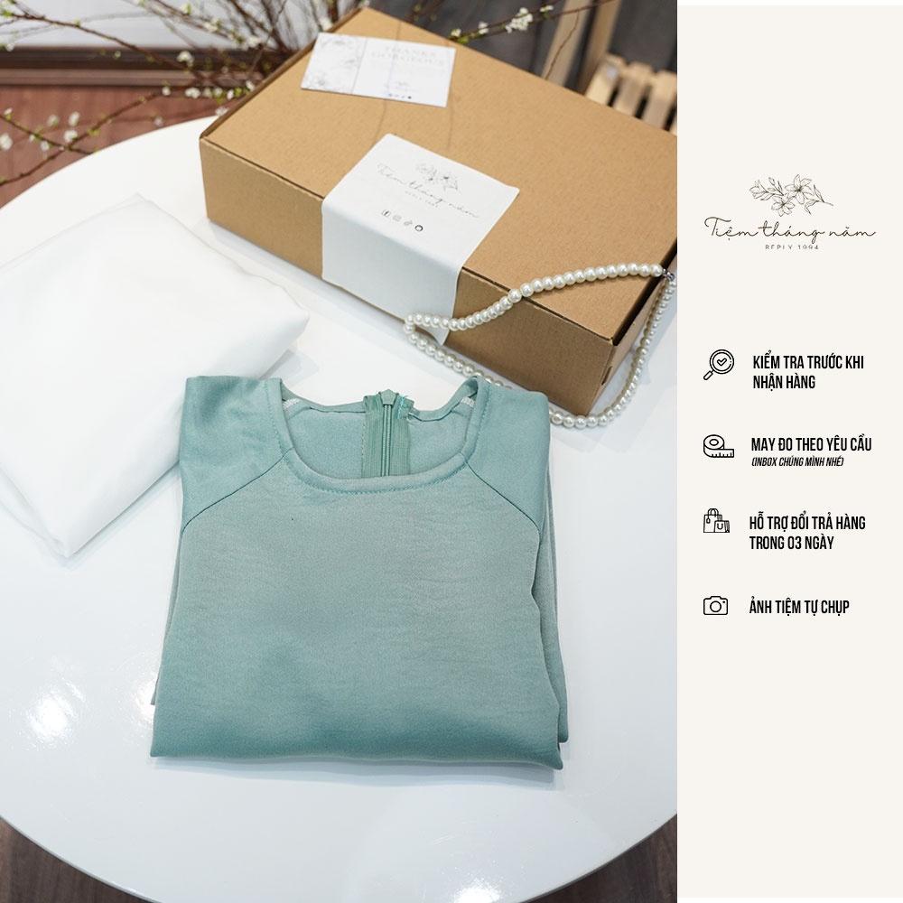 Áo dài xưa dáng suông - màu xanh Ngọc