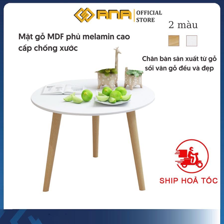 Bàn trà sofa Kiểu Nhật hình tròn chân làm từ gỗ tự nhiên, đường kính 40cm, 50cm và 60cm