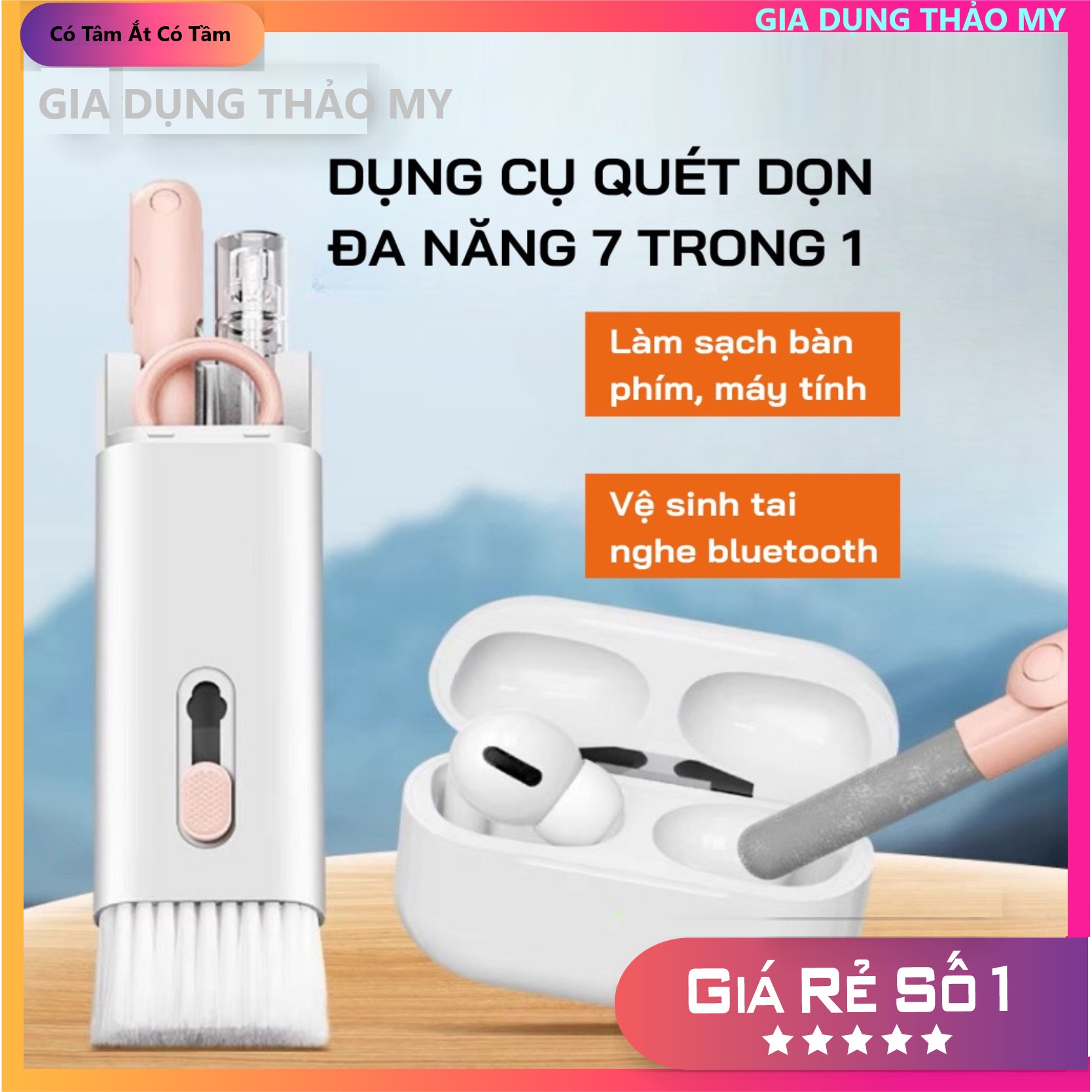 Dụng Cụ Vệ Sinh Bàn Phím Máy Tính Điện Thoại Tai Nghe Đa Năng 7 Trong 1