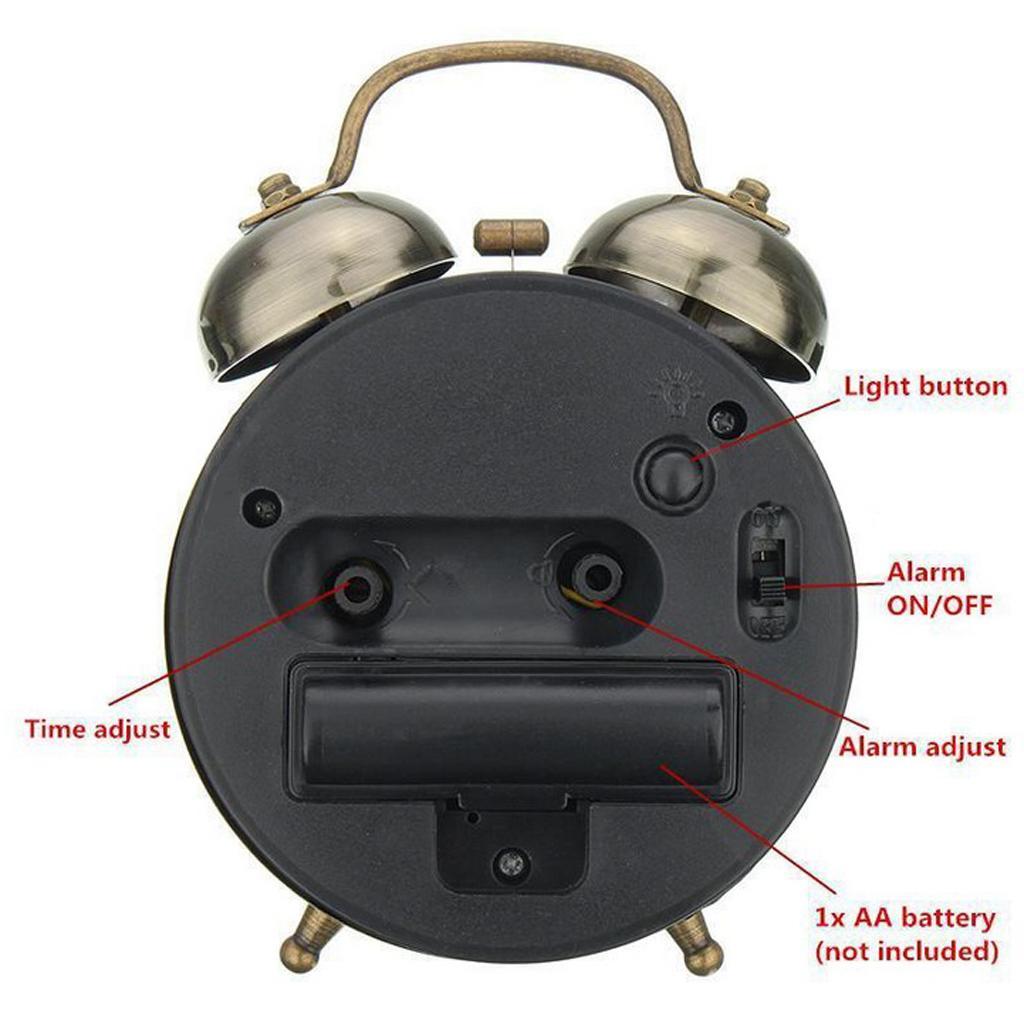 2x Twin Bell Alarm Clock Backlight Loud Alarm Clock Digital Silent Sweep